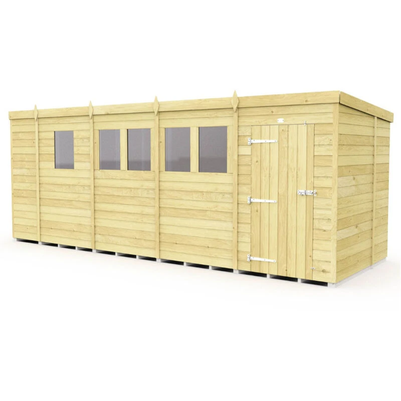 Image of Flat Pack Sheds DIY Sheds 17 x 6 Pent Shed, Brown 17X6PFF