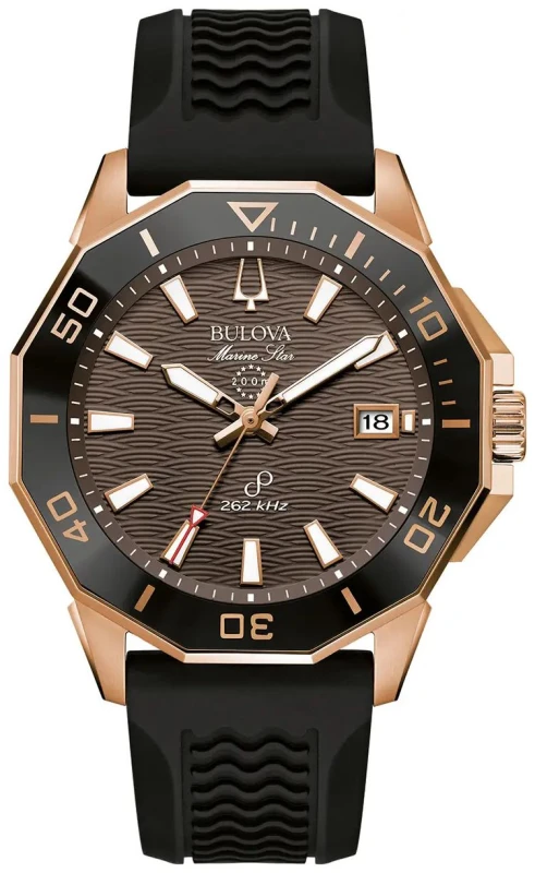 Image of Bulova 98B421 Marine Star Quartz (43mm) Brown Patterned Dial Watch