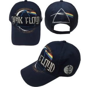 Image of Pink Floyd - Dark Side of the Moon Album Distressed Mens Baseball Cap - Navy Blue