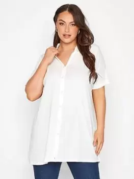 Image of Yours Collared Button Through Shirt - Natural, Size 18, Women