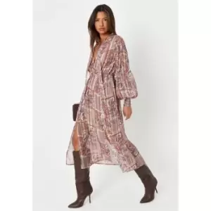 Image of Missguided Paisley Print Wrap Dress - Multi