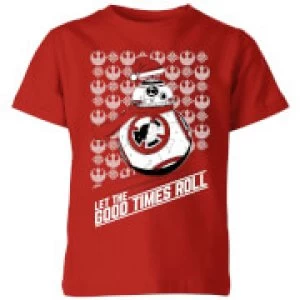 Image of Star Wars Let The Good Times Roll Kids Christmas T-Shirt - Red - 3-4 Years