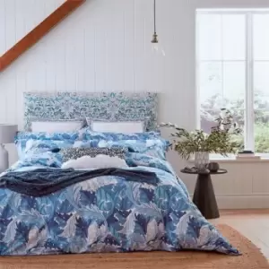 Image of Morris and Co Acanthus BCI Cotton Percale Duvet Cover - Blue