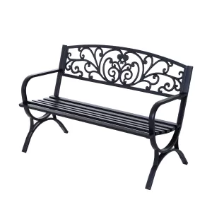 Image of Outsunny 126Lx60Wx85H cm Steel Bench-Black