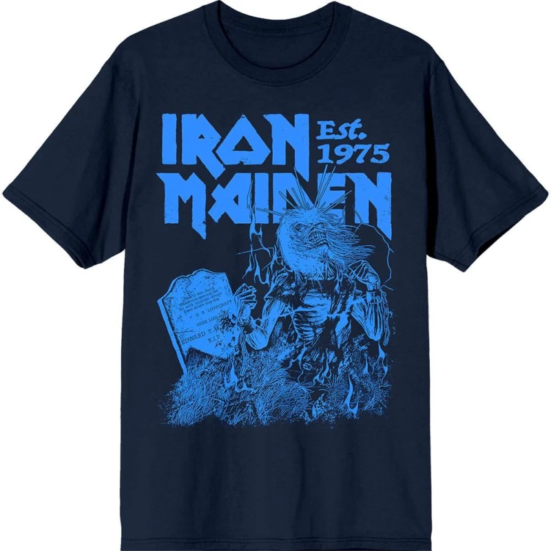 Image of Iron Maiden Mens Est. 1975 Life After Death Stamp T-Shirt in Navy Size: Medium Navy Male M