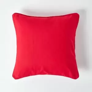 Image of Cotton Plain Red Cushion Cover, 30 x 30cm - Red - Homescapes