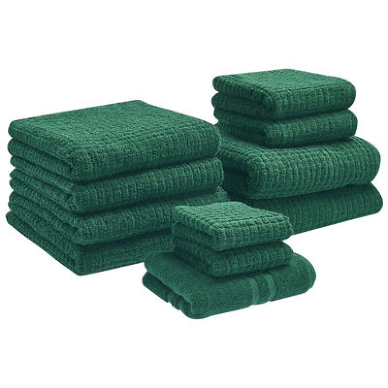 Image of Beliani Set Of 11 Towels Atai Cotton Green