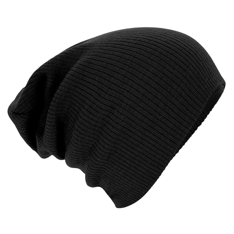 Image of Beechfield Beechfield Slouch Winter Beanie Hat in Black One Size Unisex 5055747801347