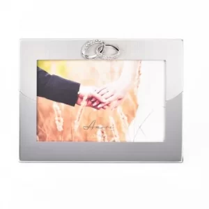 Image of Amore 2 Tone Silver Frame with Rings Icon 6" x 4"