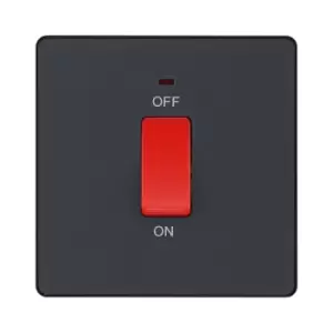 Image of BG Evolve Matt Grey 45A Square Switch Double Pole With LED Power Indicator - PCDMG74B