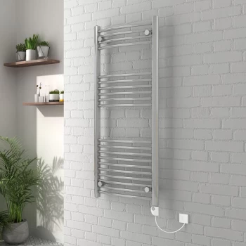 Image of Vienna 1200 x 500mm Curved Chrome Electric Heated Thermostatic Towel Rail - please select - please select