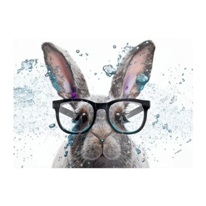 Image of Warren Reed Designer Rabbit With Glasses Splashart Glass Chopping Board