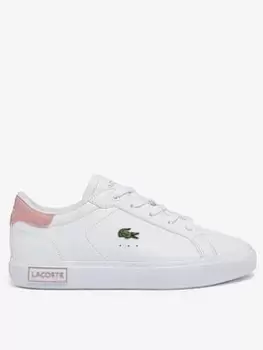 Image of Lacoste Child Powercourt 0721 Trainers, White/Pink, Size 10 Younger
