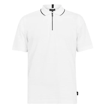 Image of Ted Baker Buer Zip Up Polo Shirt - White