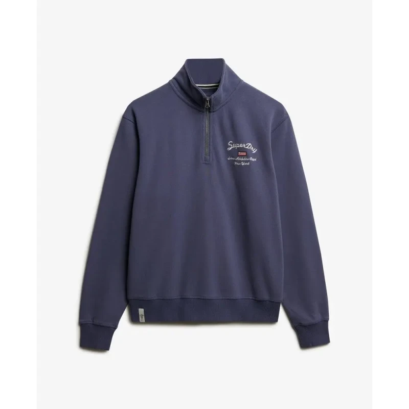 Image of Superdry Womens zip-up crew neck sweatshirt Superdry Athletic Essentials Graphic Bleu Female M