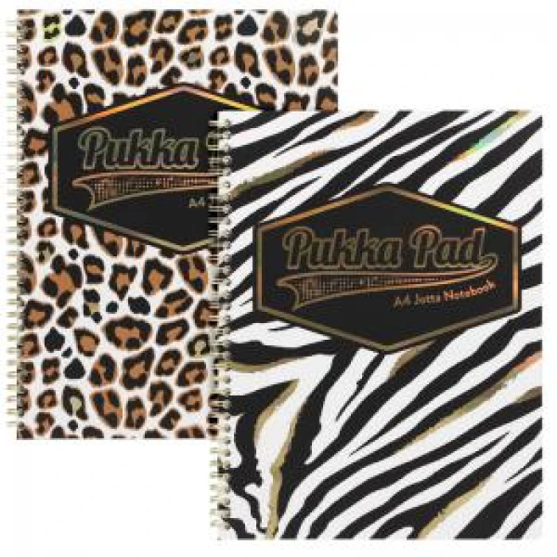 Image of Pukka Pad Wild Jotta Book Ruled Margin 160 Pages A4+ Multicoloured (2 Pack) 9521AST-WLD