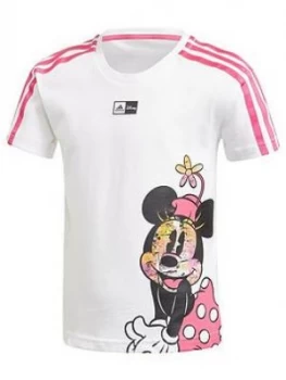 Image of Adidas Little Girls Disney Minnie Mouse T-Shirt - White/Pink