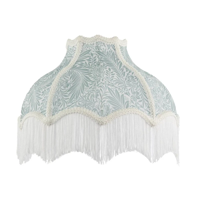 Image of Happy Homewares Classic Victorian Lamp Shade in Light Emerald Green Velvet with Trims Size: 14" Emerald Unisex 14"