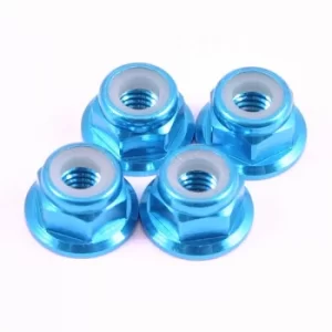 Image of Fastrax M4 Blue Flanged Locknuts 4Pcs