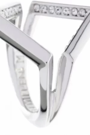 Image of Ladies Karen Millen PVD Silver Plated Angle Crystal Ring Large KMJ802-01-02L
