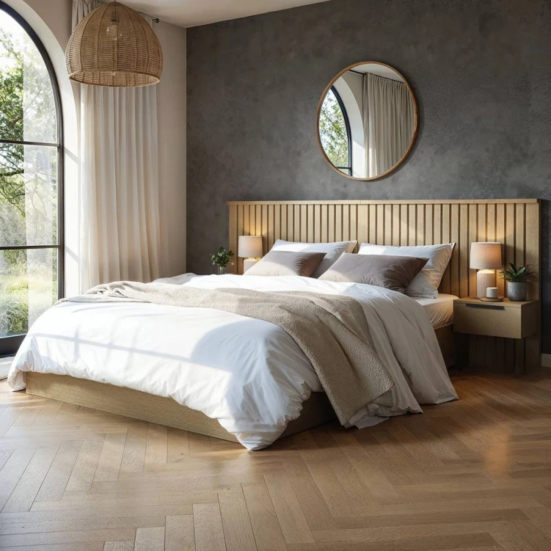 Image of Solace+Co Taylor Hotel Ottoman Bed with Side Tables Light Wood in Brown Size: Double Brown Unisex Double