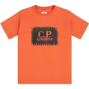 Image of CP COMPANY Boys Stitch Logo T Shirt - Orange