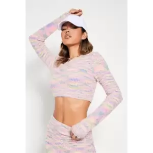 Image of I Saw It First Space Dye Crew Neck Crop Jumper Co-Ord - Pink