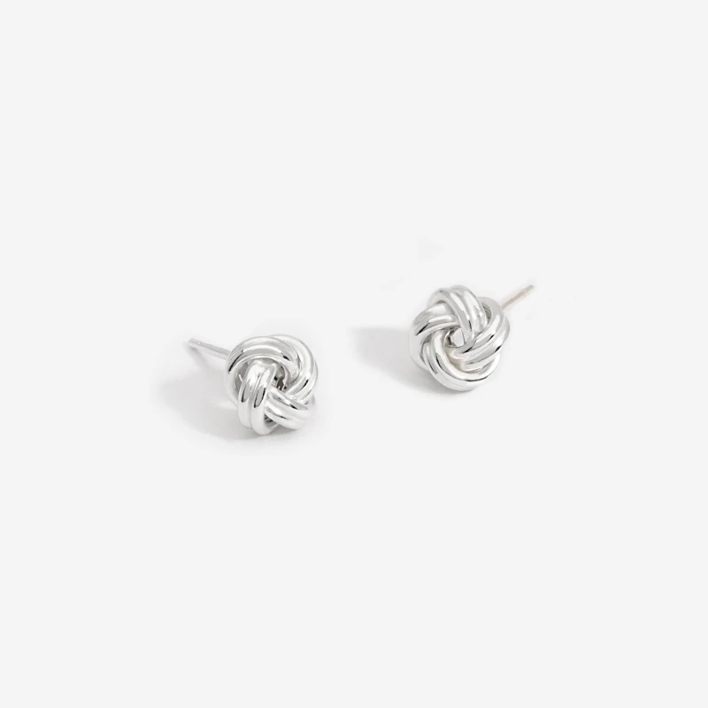 Image of Simply Silver Sterling Silver 925 Polished Woven Knot Studs Jewellery Sets One Size Silver 71586911000