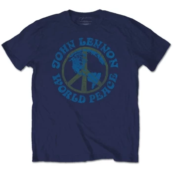 Image of John Lennon - World Peace Unisex Medium T-Shirt - Blue