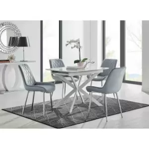 Image of Furniture Box LIRA 100 Extending Dining Table and 4 Grey Pesaro Silver Leg Chairs