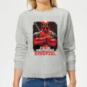 Image of Marvel Deadpool Crossed Arms Womens Sweatshirt - Grey - M