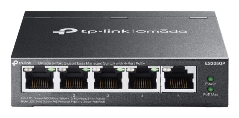 Image of TP Link Omada 5-Port Gigabit Easy Managed Switch with 4-Port PoE+ ES205GP
