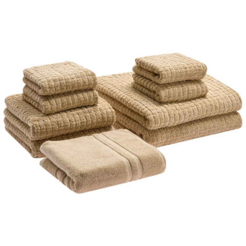 Image of Beliani Set Of 9 Towels Atai Cotton Sand Beige
