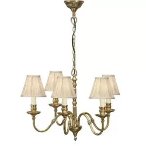Image of Fitzroy 5 Light Multi Arm Ceiling Pendant Candle Chandelier Brass, E14