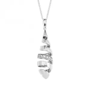 Image of Spiral Diamond Detail in White Gold Drop Pendant GP2337