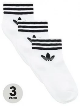 Image of Adidas Originals Kids Trefoil Linear Sock 3 Pack - White