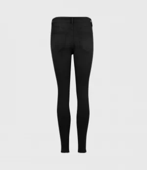 Image of AllSaints Womens Cotton Miller Ankle Mid-Rise Superstretch Skinny Jeans, Black, Size: 29