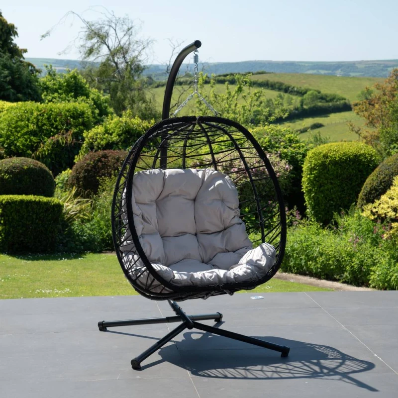 Image of Artemis Home Hebden Garden Hanging Egg Chair in Light Grey Light Grey Unisex