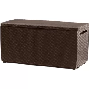 Image of Keter Garden Storage Box 305 Litre Sit on Outdoor Bench Plastic Wheels Brown