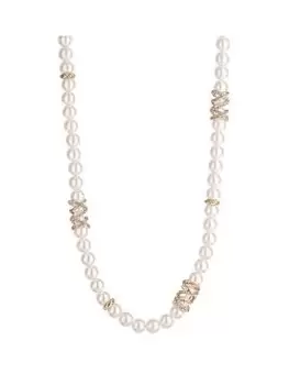 Image of Jon Richard Gold Plated Pave Encased Cream Pearl Necklace, Silver, Women