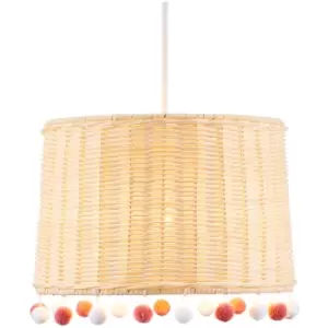 Image of Glow Light Shade Pom Pom Easy Fit 30cm Ceiling Lampshade - Natural - Litecraft