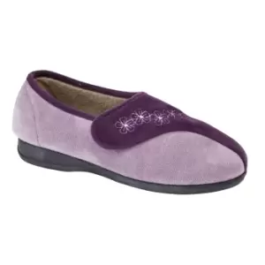 Image of Sleepers Womens/Ladies Gemma Touch Fastening Embroidered Slippers (7 UK) (Purple/Lilac)