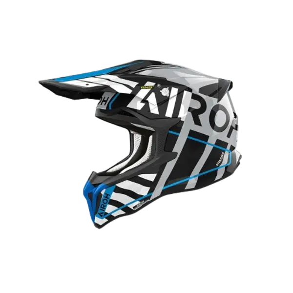 Image of Airoh Strycker Brave Blue Grey Offroad Helmet Size XL