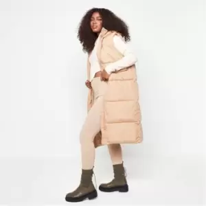 Image of Missguided Tall Recycled Longline Puffer Gilet - Brown