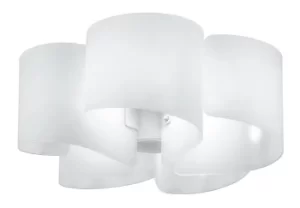 Image of Imagine Curved Glass Semi Flush Ceiling Light, White, E27
