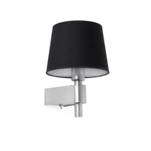 Image of Room 1 Light Indoor Wall Lamp Black, Satin Nickel, E27