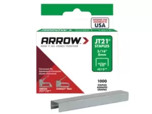 Image of Arrow ARRJT21516 Staples for JT21 Box 5000 8mm - 5/16in