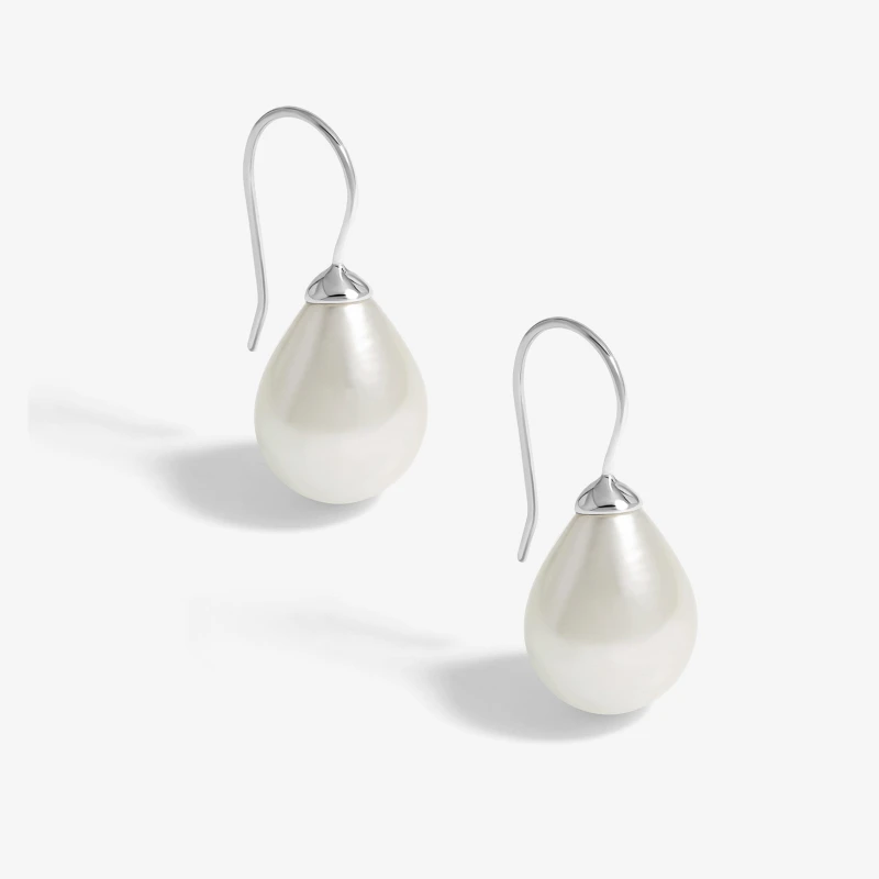 Image of Simply Silver Sterling Silver 925 Pearl Classic Fishhook Earrings Silver female