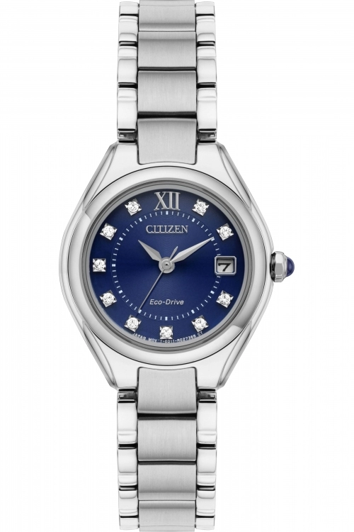 Image of Citizen Blue And Silver Silhouette Crystal' Eco-Drive Classical Watch - Ew2540-83L