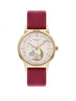Image of Radley Dog Moon Dial Red Strap Watch